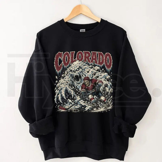 Gildan USA 32 Teams Ice Hockey Skull Vintage Sweatshirt – Classic 90s All Team Game Day Graphic Crewneck