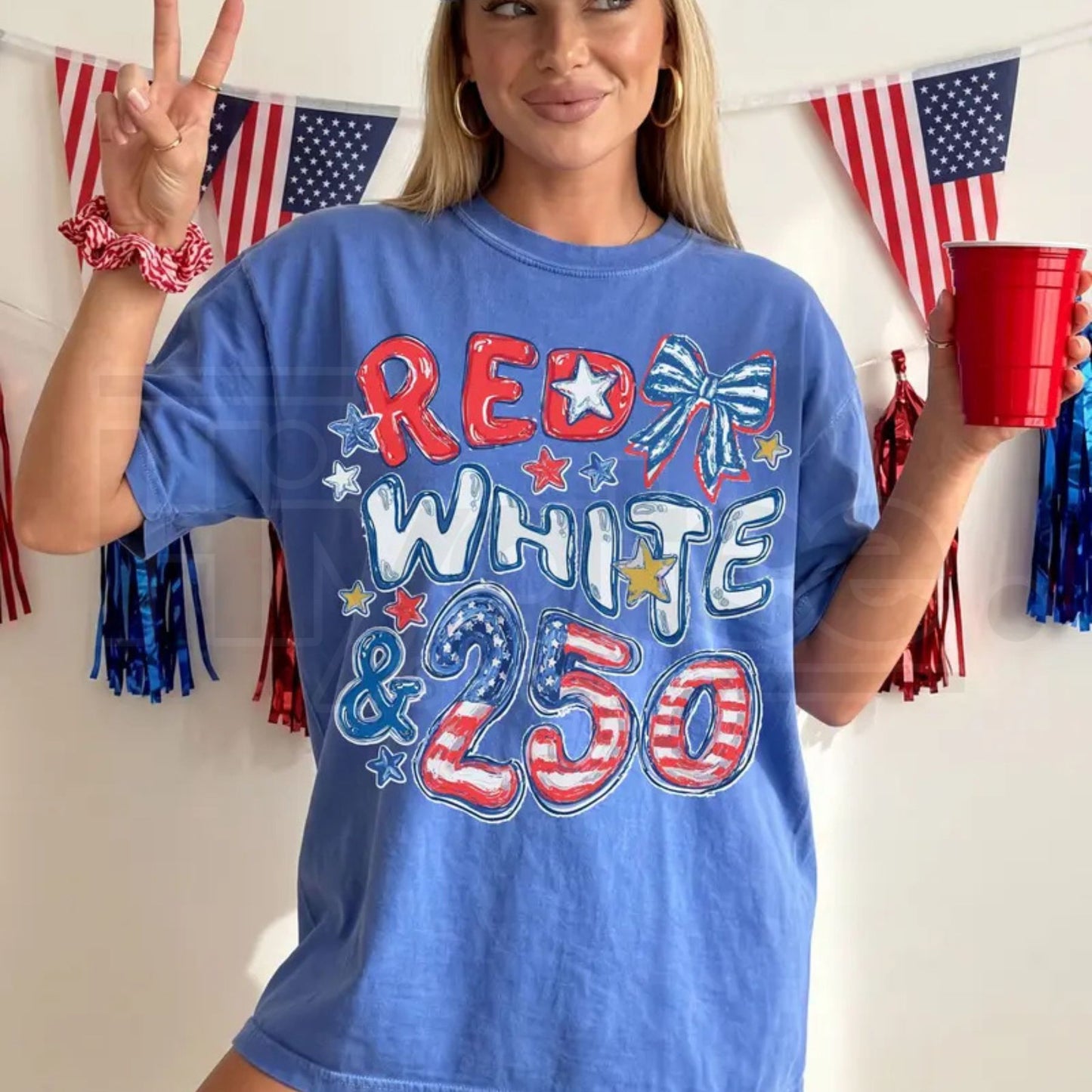 Comfort Colors® 250th Anniversary Shirt – Red White and 250 Preppy Patriotic Tee