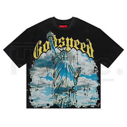 Godspeed Statue of Liberty Graphic Tee – Oversized Heavyweight Streetwear T-Shirt