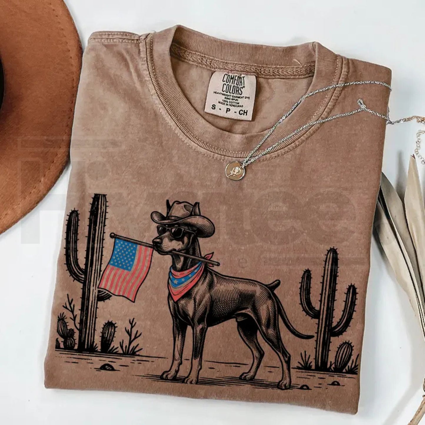 Comfort Colors® Patriotic Western Cowboy Dog Shirt – 4th of July USA Flag Dog Lover Tee
