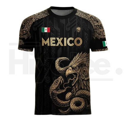 Mexico Aztec Eagle Heritage Soccer Jersey – All-Over Print Tribal Graphic