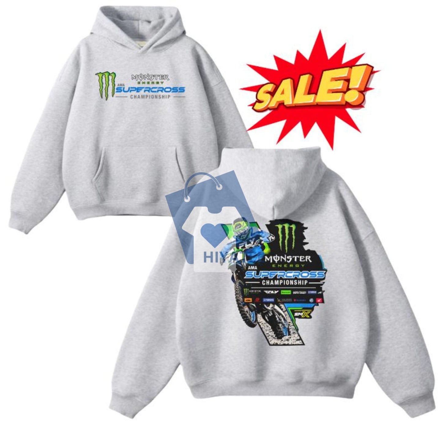 Fox Racing Monster Energy Pink Dirtbike Hoodie - Off-Road Motocross Hoodie for Men and Women
