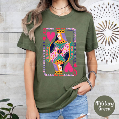 Queen Of Hearts T-Shirt – Playing Card Graphic Cotton Tee