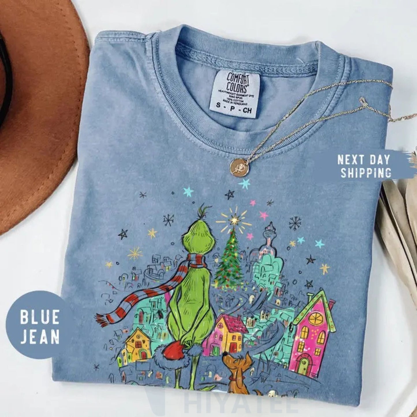 Comfort Colors Christmas Grinch Shirt – Whimsical Whoville Tree Shirt with Dog Max, Festive Green Star Tee