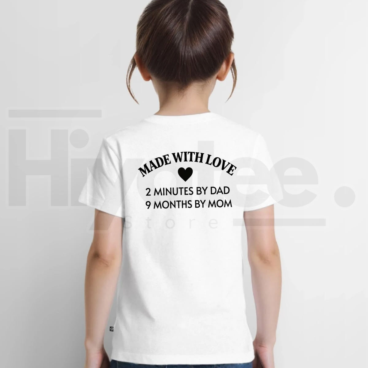 Made With Love 2 Minutes By Dad T-Shirt – Funny Sarcastic Dad Humor Tee for Kids & Toddlers