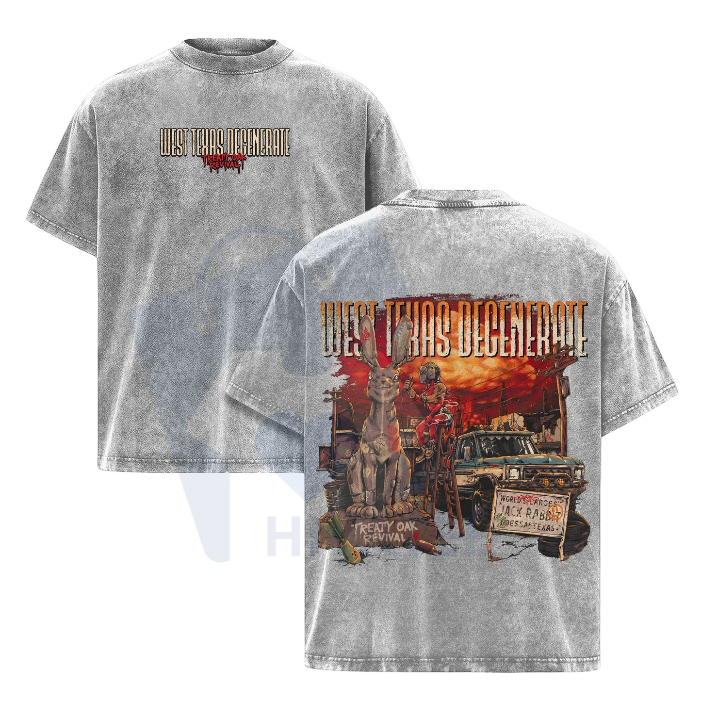 Treaty Oak Revival "West Texas Degenerate" T-Shirt – Acid Wash Oversize Country Rock Tee