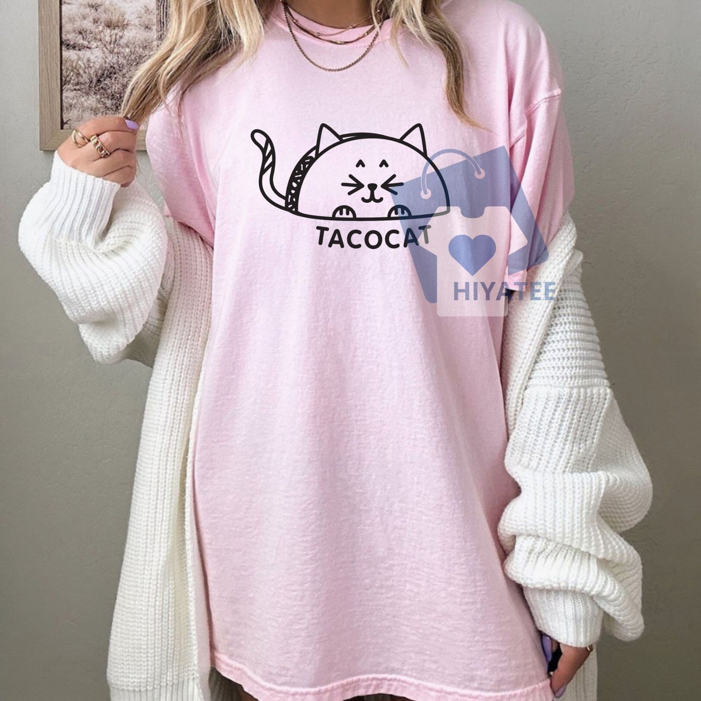 Tacocat Tee – Funny Palindrome Cat Taco Shirt, Cute Graphic T-Shirt for Food & Cat Lovers, Unisex Casual Top