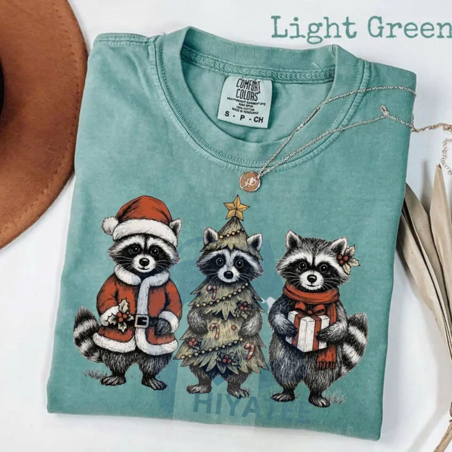 Comfort Colors Christmas Raccoons T-Shirt – Cute Woodland Trio Holiday Tee