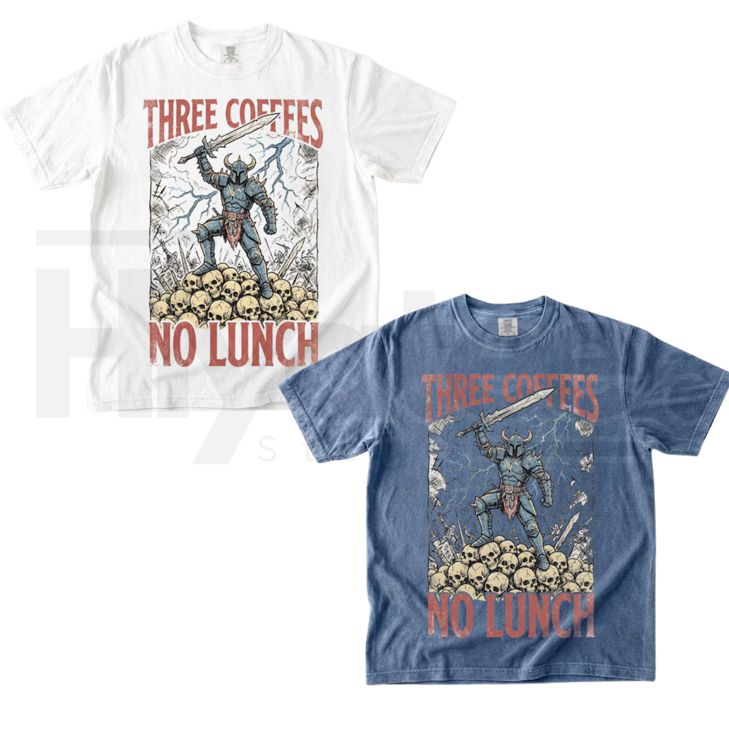 Three Coffees No Lunch Comfort Colors Shirt Funny Dark Humor Work Tee