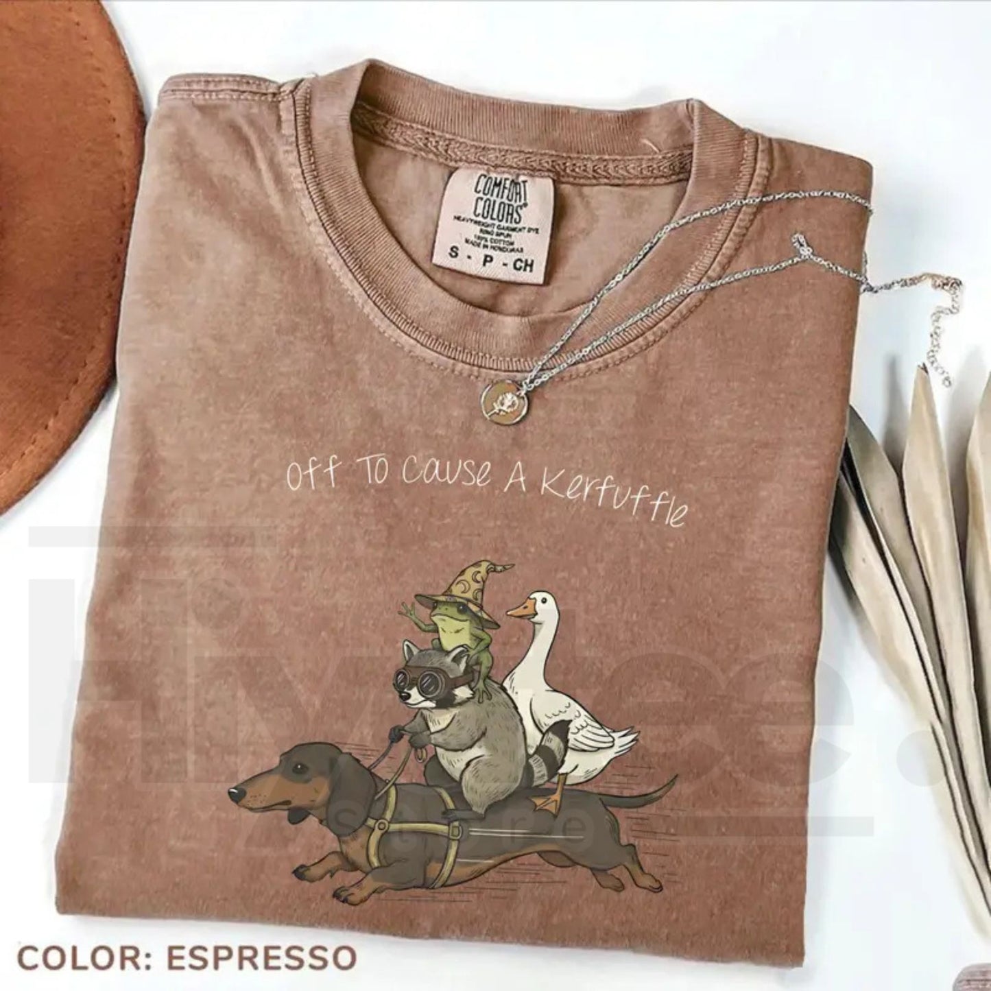 Comfort Colors® Off To Cause A Kerfuffle T-Shirt – Funny Dachshund, Frog, Raccoon & Silly Goose Meme Tee, Chaos Crew Unisex Shirt