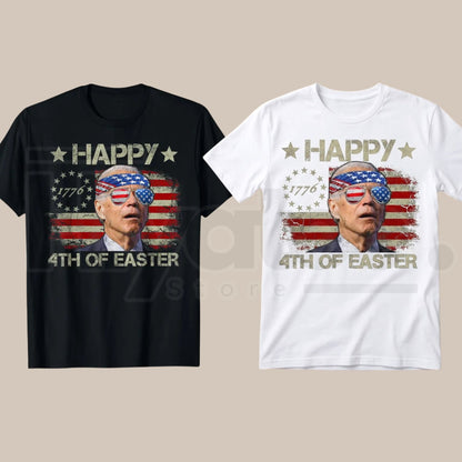 Funny Joe Biden Happy 4th of Easter T-Shirt – 250th Anniversary 4th of July Men's Flag Tee