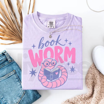 Comfort Colors Book Worm Reading Teacher Librarian Tee