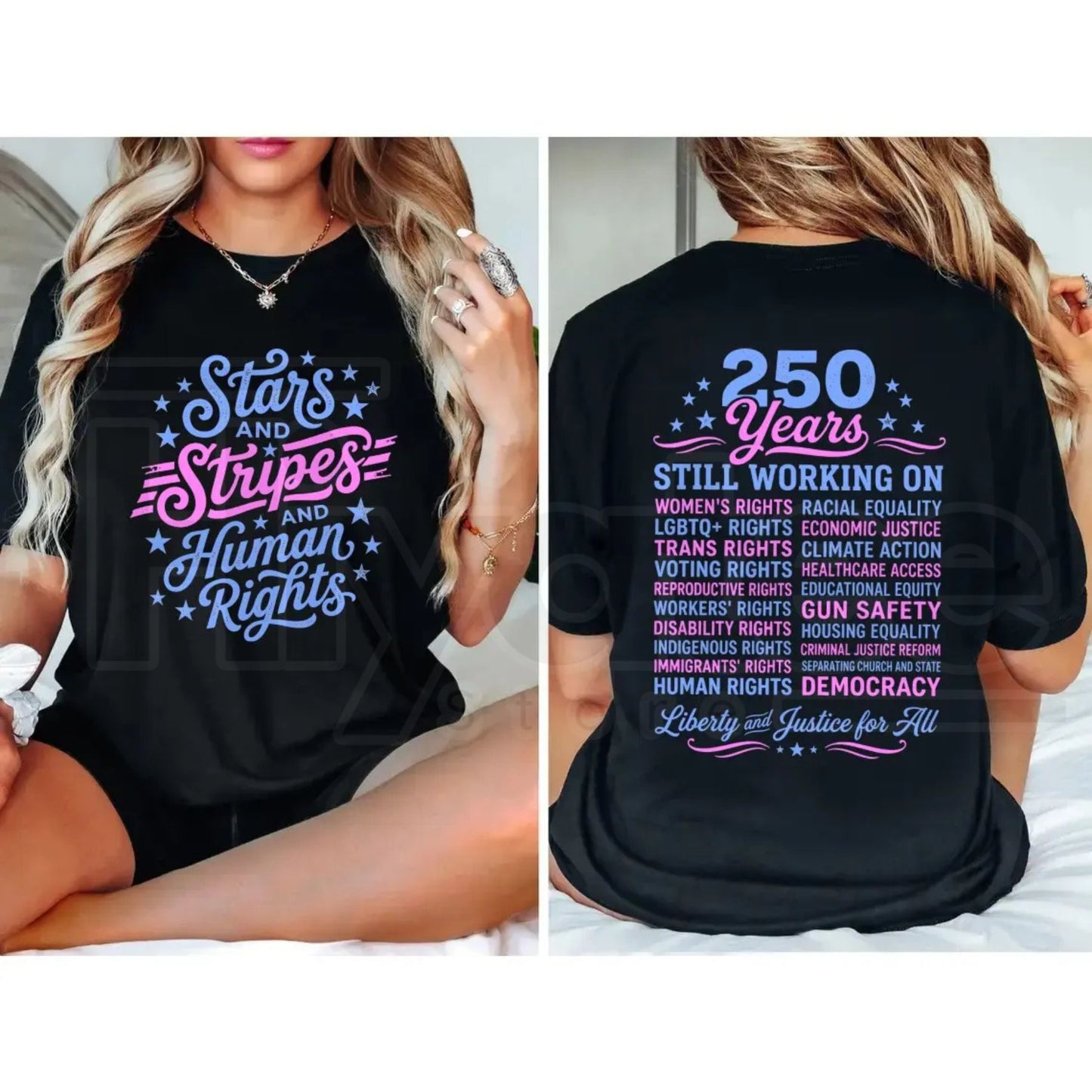 Stars and Stripes And Human Rights T-Shirt – 250 Years America Social Justice Graphic Tee