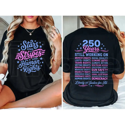 Stars and Stripes And Human Rights T-Shirt – 250 Years America Social Justice Graphic Tee