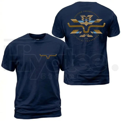Kimes Ranch Horn Logo Aztec Print Graphic T-Shirt – Western Cotton Tee