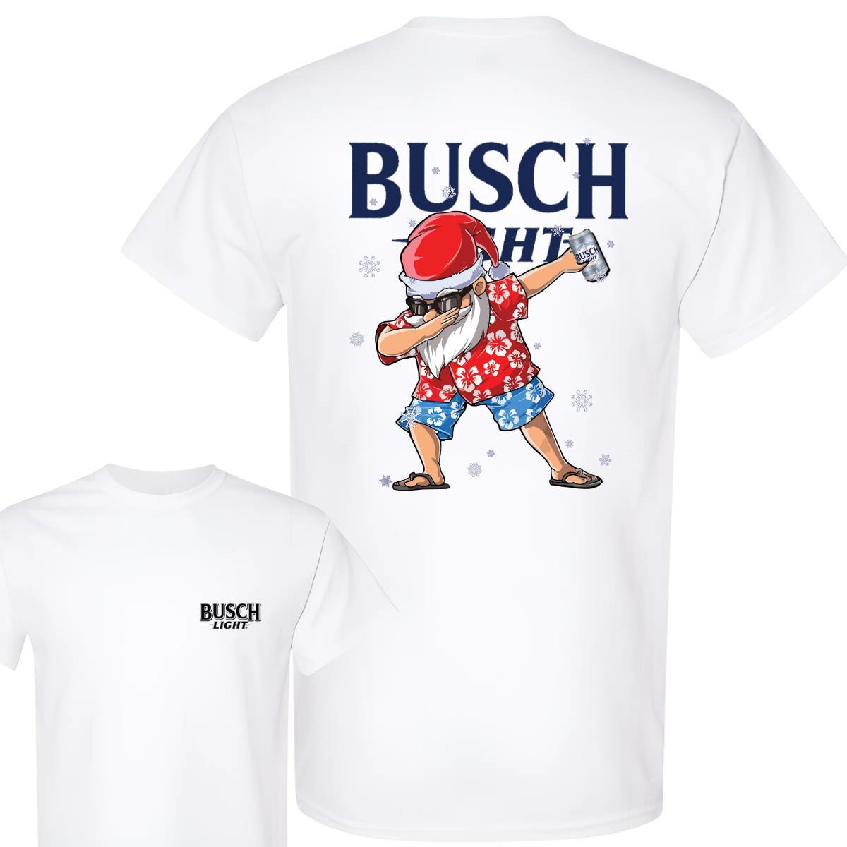 Busch Light Dabbing Santa Claus Christmas 2 Sided T-shirt, Busch Light Christmas Gifts Funny Trendy T-Shirt - Hiyatee