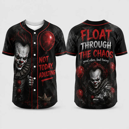 Unisex Horror Graphic Print Baseball Jersey – Slasher Theme Button-Up Shirt