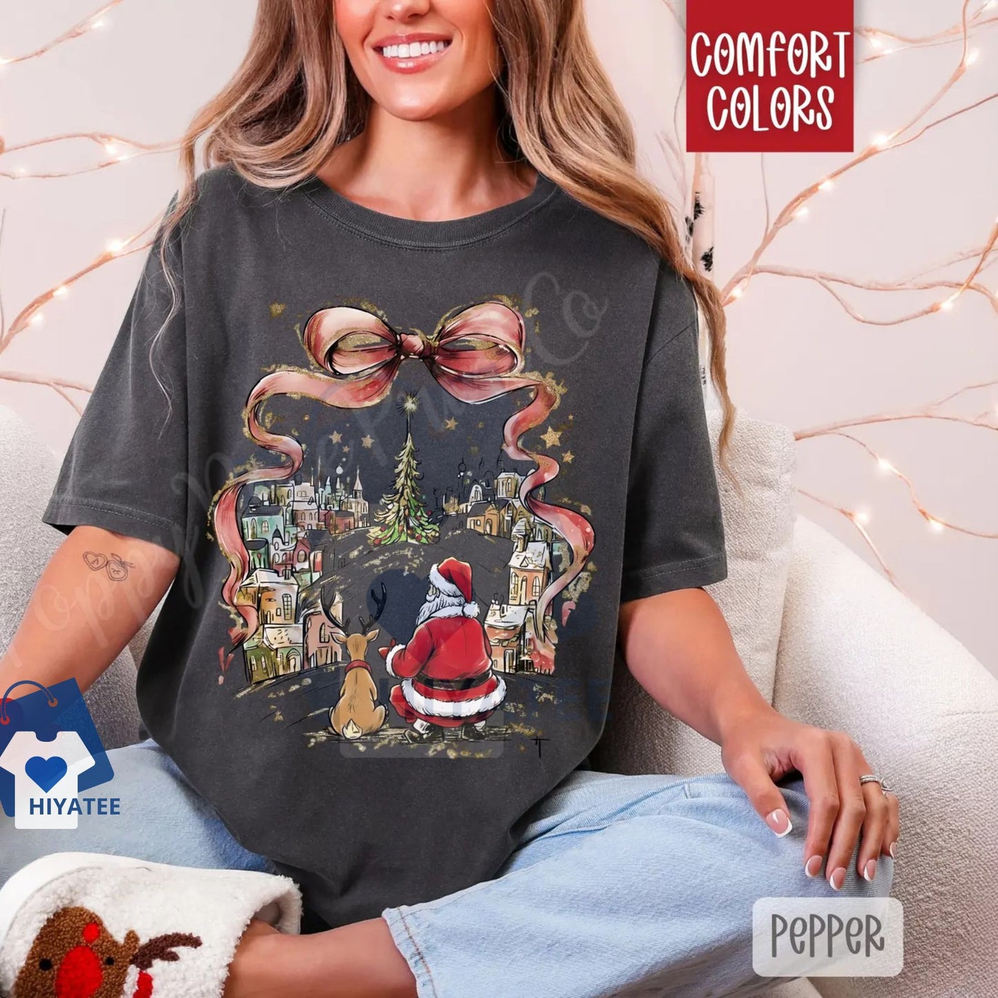 Coquette Christmas Town Shirt – Comfort Colors Trendy Women's Holiday T-shirt, Vintage Christmas Aesthetic Tee