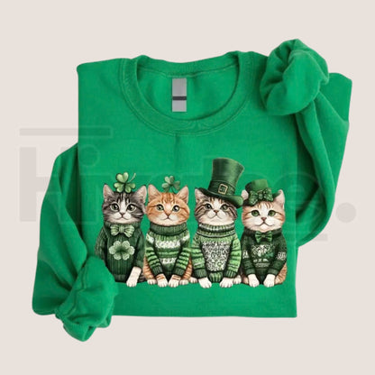 St. Patrick’s Day Cats Sweatshirt: Funny Irish Shamrocks Crewneck