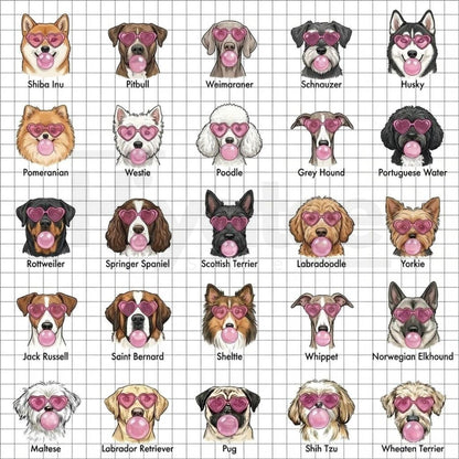 Valentine’s Day Dog Shirt: Heart Glasses & Bubblegum Tee - 50+ Breeds Available