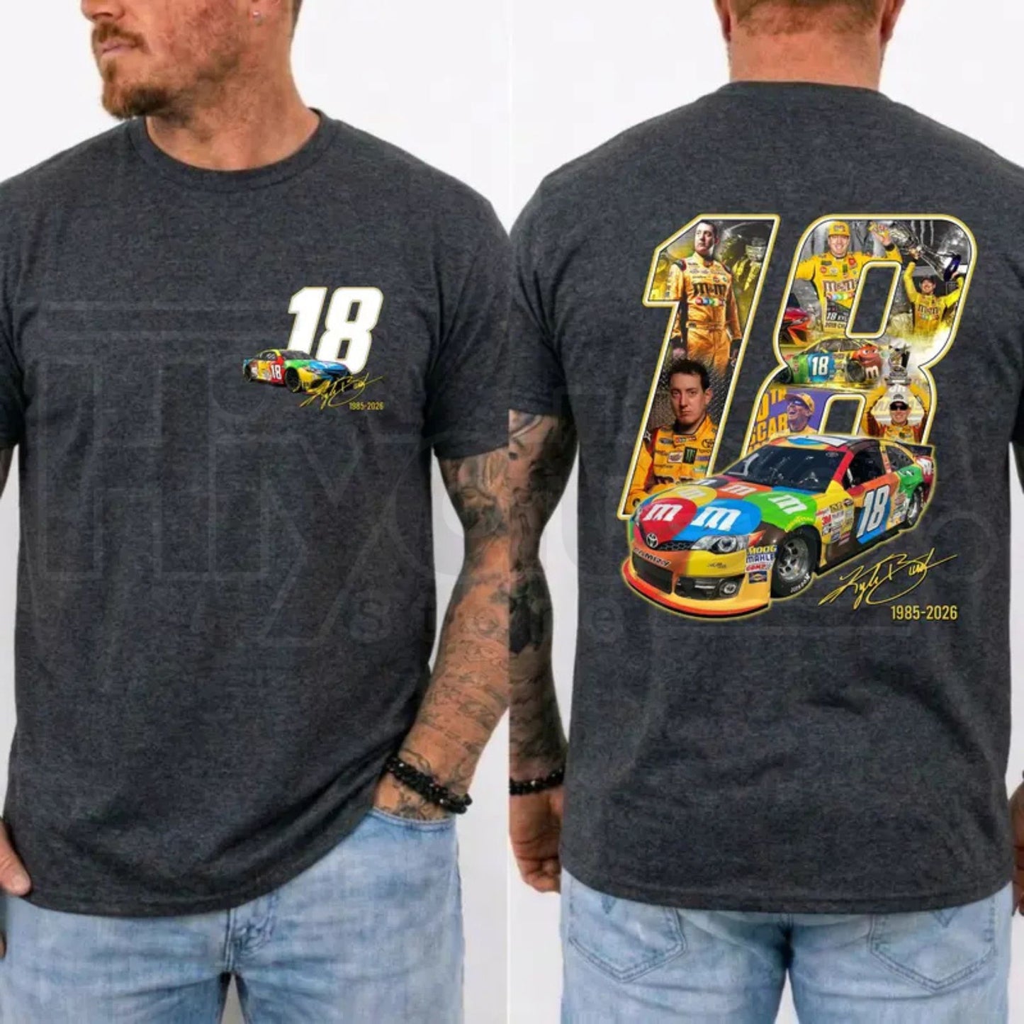 Kyle Busch 18 Tribute T-Shirt – Rowdy NASCAR Racing Legend Graphic Tee
