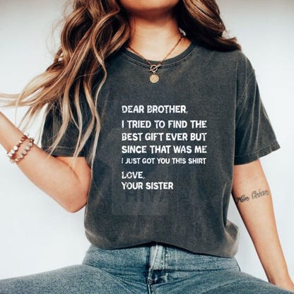 Retro Funny Gift T-Shirt For Brother – Sibling Tee Text Casual Cotton Made In USA
