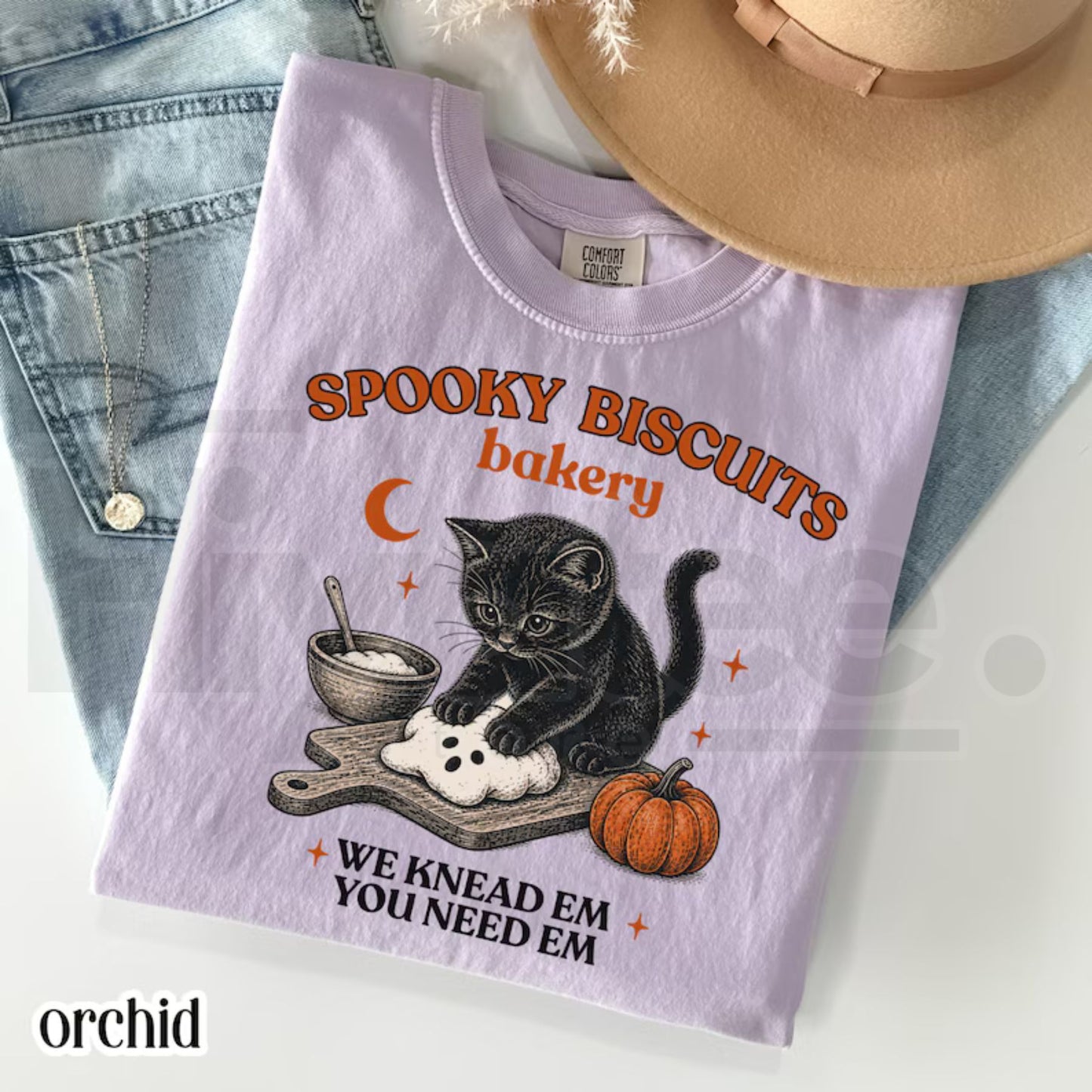 Comfort Colors Kitty Biscuits Shirt Spooky Season Black Cat Halloween Tee