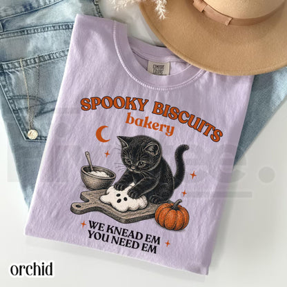 Comfort Colors Kitty Biscuits Shirt Spooky Season Black Cat Halloween Tee