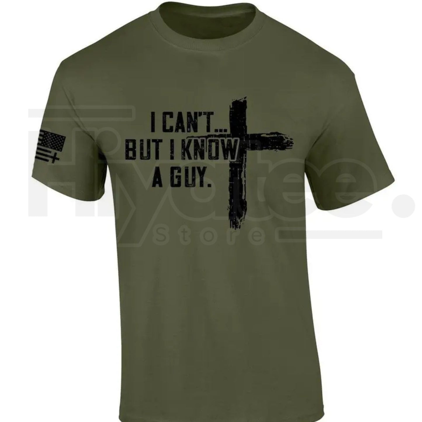 Mens Christian Tshirt I Can't But I Know A Guy Cross Short Sleeve T-shirt Fabric Menswear