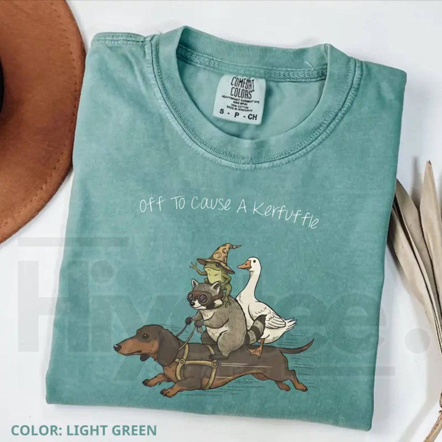 Comfort Colors® Off To Cause A Kerfuffle T-Shirt – Funny Dachshund, Frog, Raccoon & Silly Goose Meme Tee, Chaos Crew Unisex Shirt