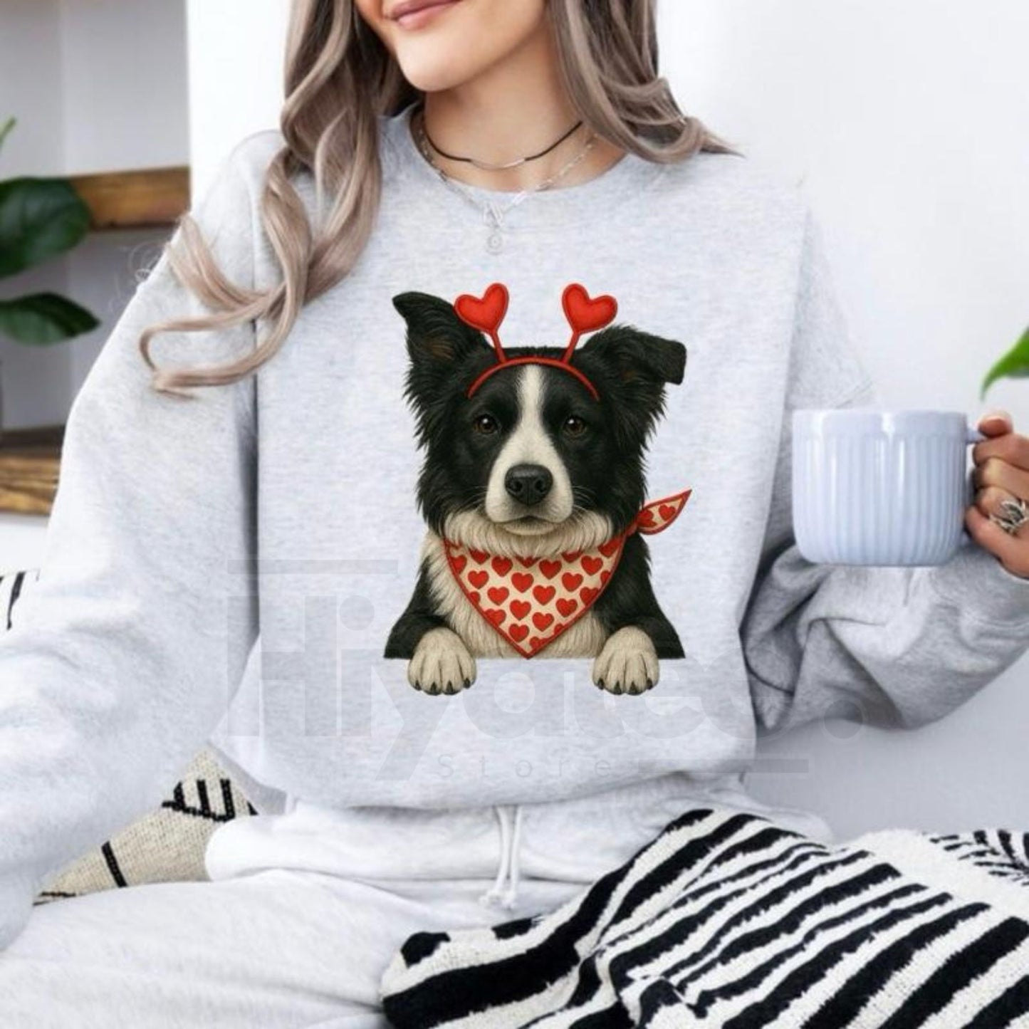 Valentines Dog Sweatshirt: Cute Custom Pet Lover Pullover, Heart Pattern Puppy Hoodie