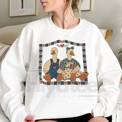 Vintage Geese Sweatshirt: Retro Flying Goose Graphic Crewneck, Cottagecore Bird Lover Apparel
