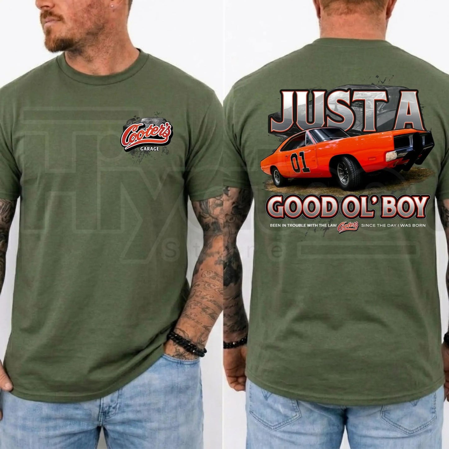 Just A Good Ol’ Boy General Lee 01 T-Shirt – Dukes of Hazzard 1979 2-Sided Retro Shirt, Classic TV Show Gift for Him