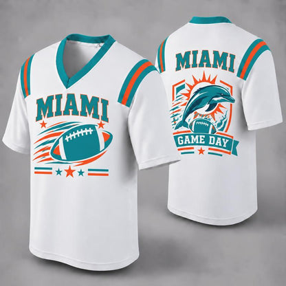 Custom Football Fan Jersey, White Mesh V-Neck Game Day Top, Unisex American Football Apparel for All 32 Teams