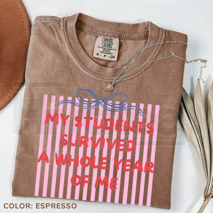 Comfort Colors® End of Year Teacher T-Shirt – Retro Striped Summer Break Tee