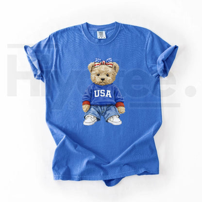 Comfort Colors® USA Bear Shirt – Trendy Women's Patriotic Graphic Tee