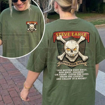 Steve Earle Copperhead Road T-Shirt – Vintage Skull Outlaw Country Tee