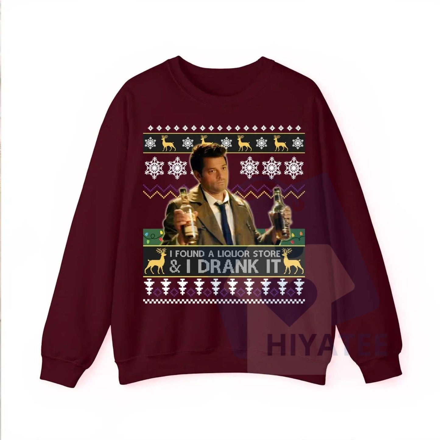 "I Found A Liquor Store And I Drank It" Ugly Sweater: Supernatural Moments Quote Shirt, Funny Christmas Fan Gift