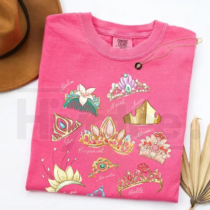 Comfort Colors® Princess Crown T-Shirt – Retro Girl Trip Tee & Vintage Fairytale Aesthetic Matching Outfit