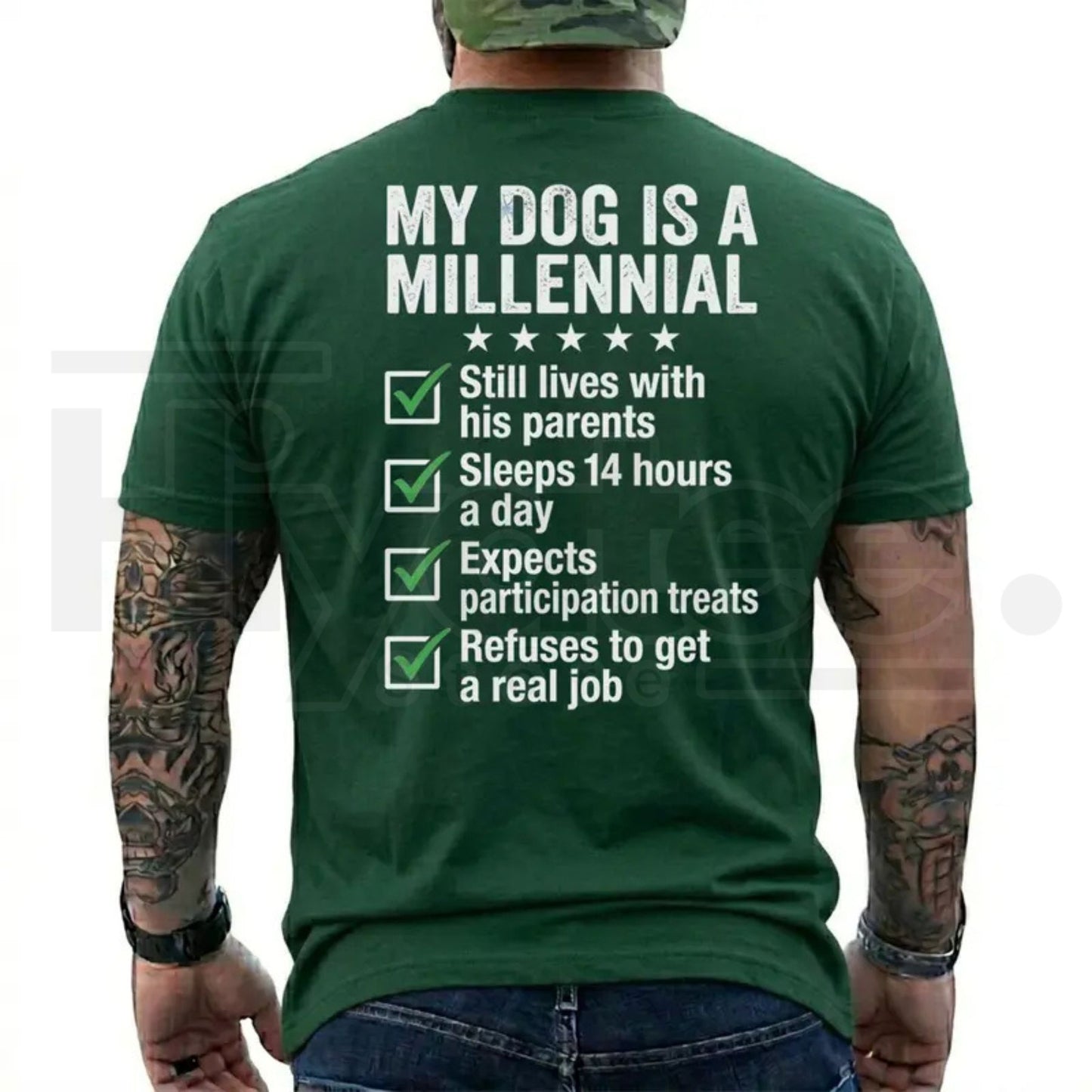 Funny Dog Dad T-Shirt for Men – My Dog Is A Millennial Graphic Tee