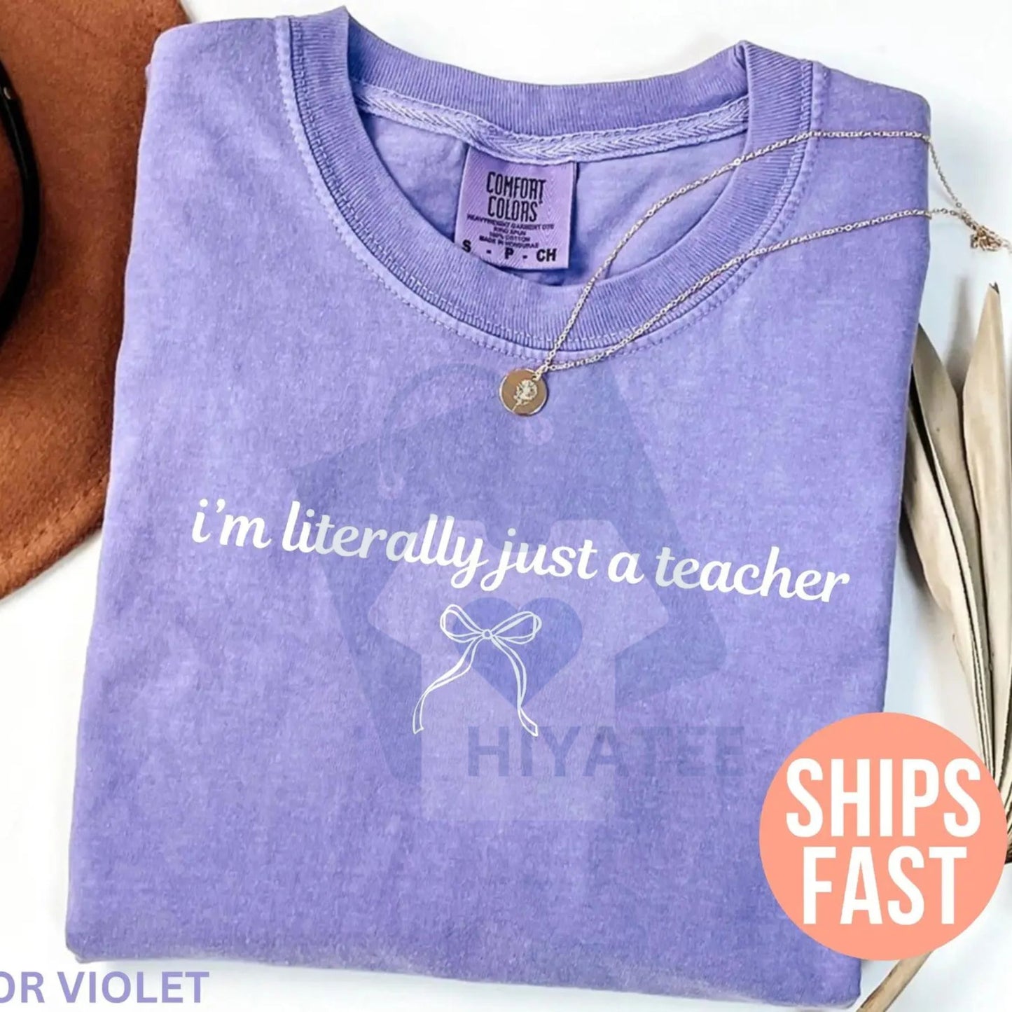 Comfort Colors "I’m Literally Just a Teacher" Shirt – Funny Coquette Teacher Tee, Back to School, Teacher Appreciation Gift