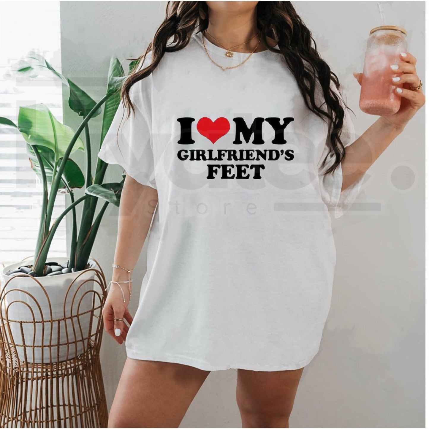 I Love My Girlfriend's Feet T-Shirt – Funny Relatable Couple Graphic Tee
