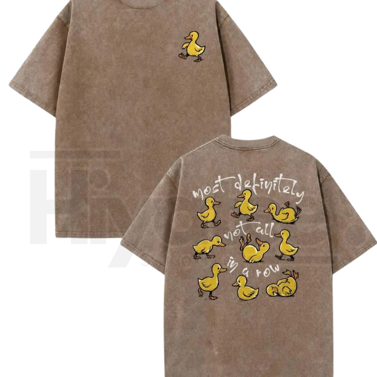 Vintage Acid Wash Pink Funny Ducks In A Row Graphic Tee – Chaotic Energy Y2K Oversized Cotton Shirt