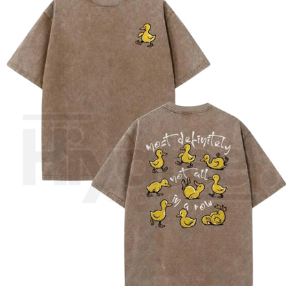 Vintage Acid Wash Pink Funny Ducks In A Row Graphic Tee – Chaotic Energy Y2K Oversized Cotton Shirt
