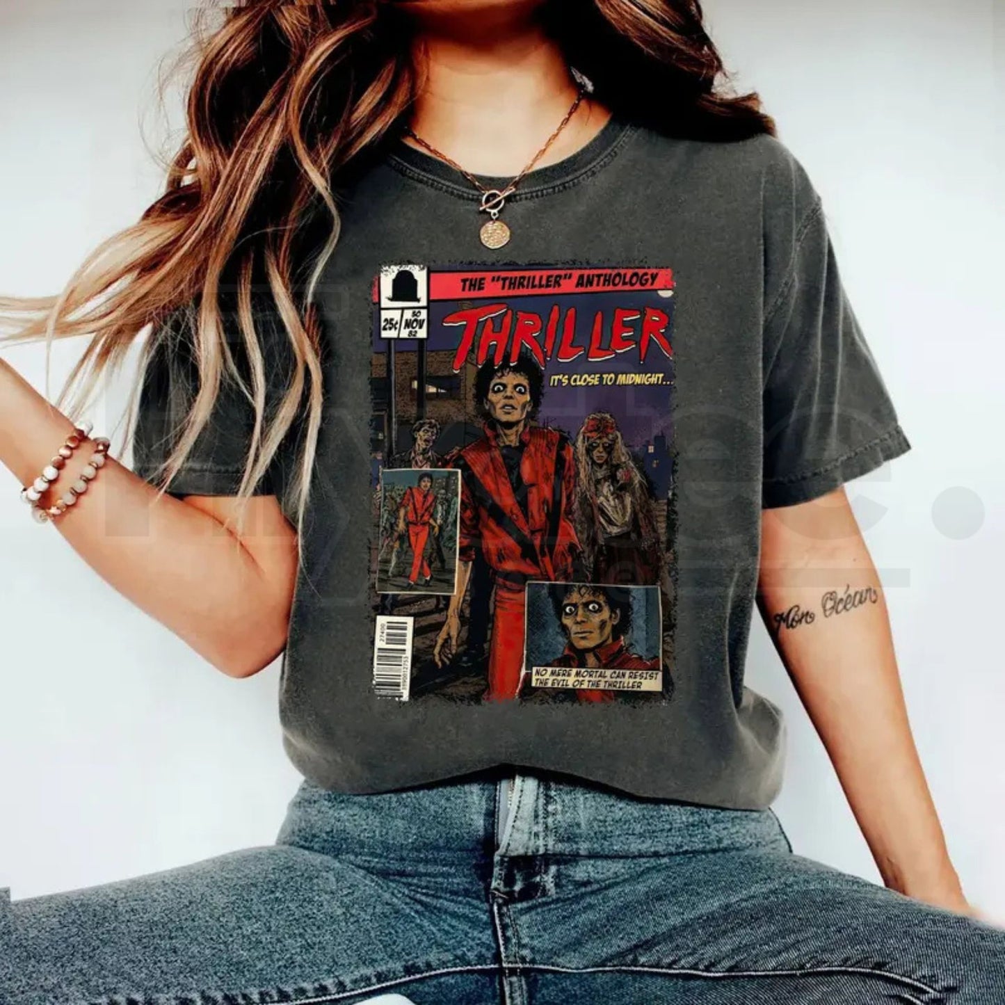 Vintage MJ Comic T-Shirt – Retro King of Pop Thriller Graphic Tee, 80s Pop Culture Music Fan Premium Cotton Gift
