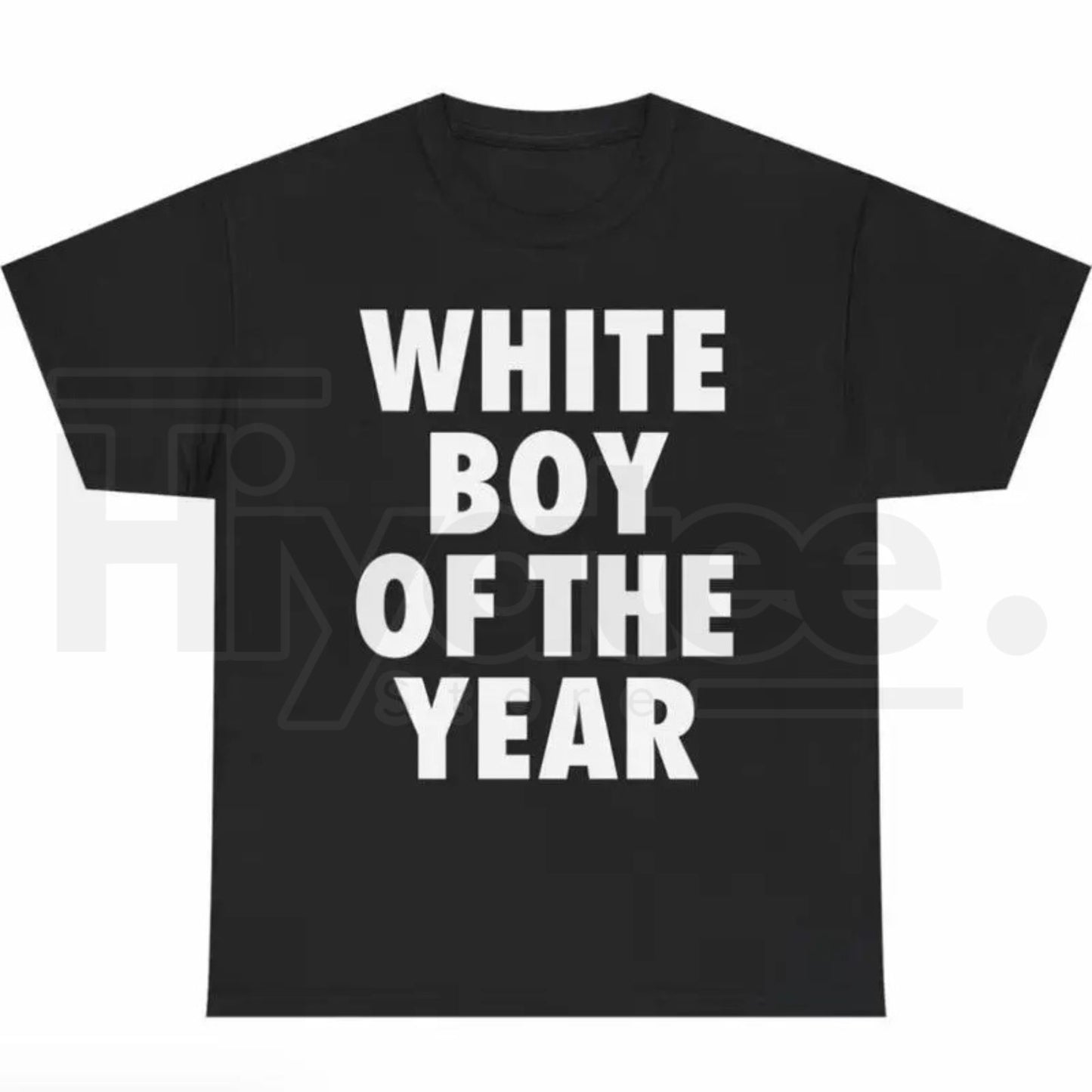 Men's White Boy Of The Year Oversized Round Neck Funny Meme Graphic T-Shirt