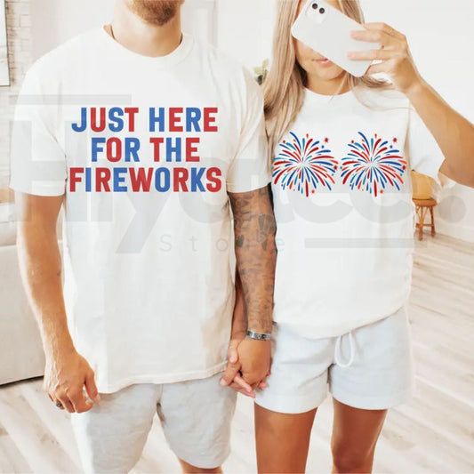 "Sparking Humor" – Funny Couples Matching 4th of July Graphic Tops