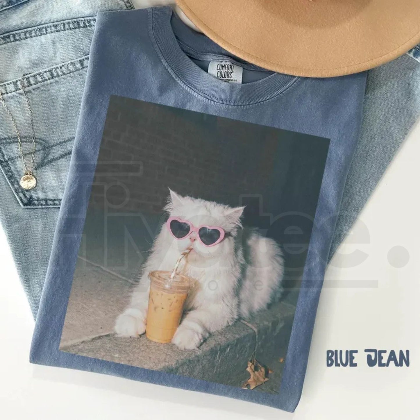 Persian Cat Comfort Colors Shirt Iced Coffee Cat Mom T-Shirt