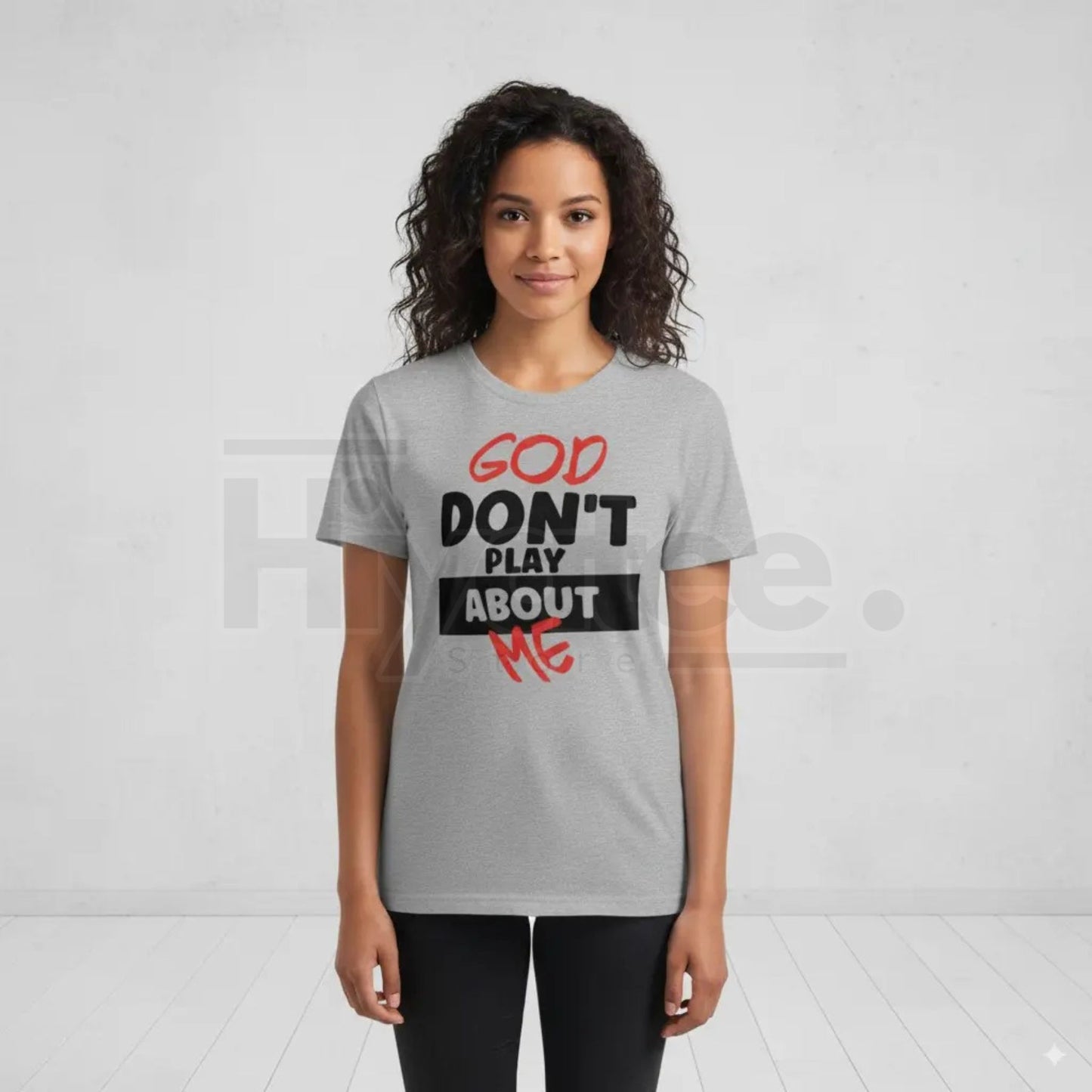 "God Don't Play About Me" Plus Size Trendy T-Shirt – Loose Cotton Inspirational Top