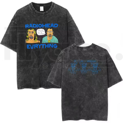 Radiohead Rock Band Vintage T-Shirt – Washed Hip Hop Music Oversized Tee